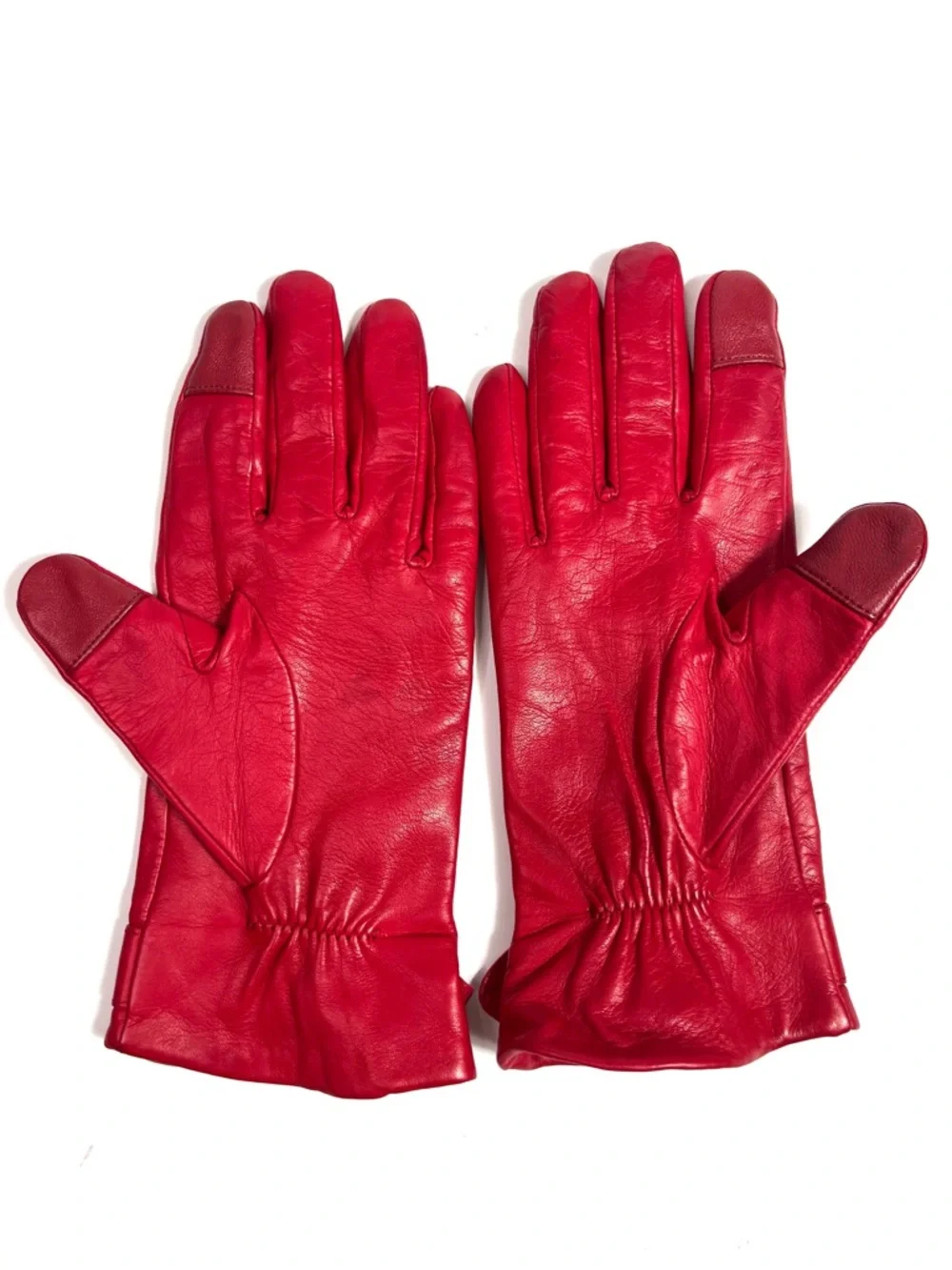 Kate Spade Leather Flower Buckle Tech Gloves Red Size Large - Picture 5 of 10